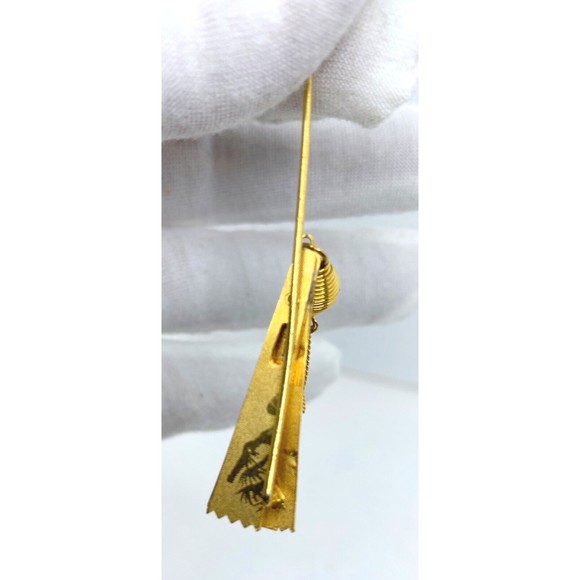 Vintage Adjustable Asian Theme Gold Tone Fan Stick Pin - Picture 5 of 13